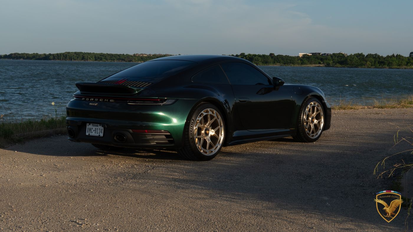 Rear three-quarter view of the 911 Carrera T with ducktail spoiler